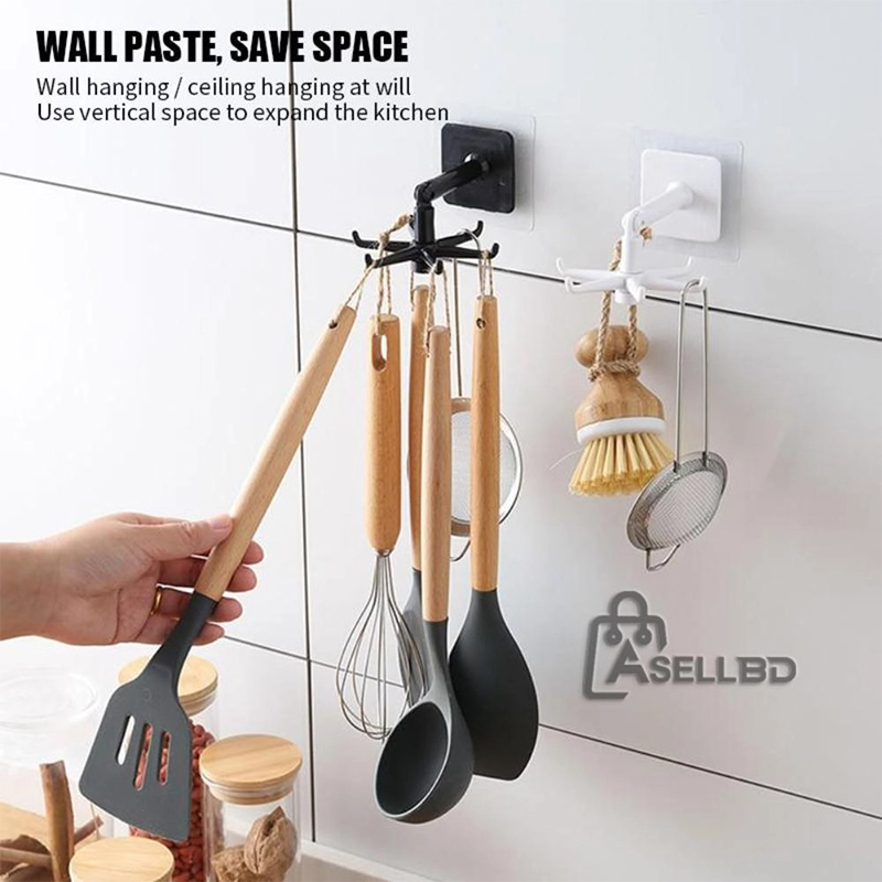 Picture of Multi-Functional 360 Degrees Rotating Wall-Mounted Hook Thick ABS Material Holder Kitchen Storage Hook Organizer-Multicolor
