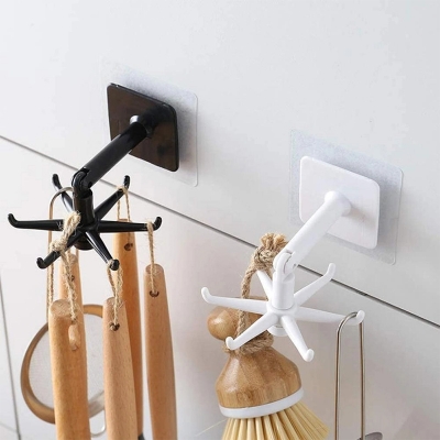 Picture of Multi-Functional 360 Degrees Rotating Wall-Mounted Hook Thick ABS Material Holder Kitchen Storage Hook Organizer - Wall Hook-Multicolor