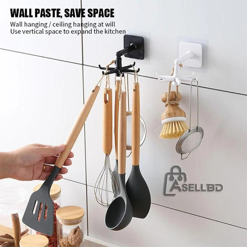 Picture of Multi-Functional 360 Degrees Rotating Wall-Mounted Hook Thick ABS Material Holder Kitchen Storage Hook Organizer - Wall Hook-Multicolor
