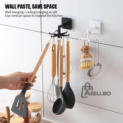 Picture of Multi-Functional 360 Degrees Rotating Wall-Mounted Hook Thick ABS Material Holder Kitchen Storage Hook Organizer - Wall Hook-Multicolor