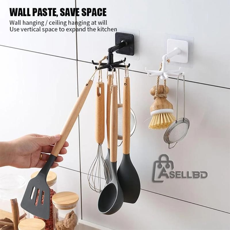 Picture of Multi-Functional 360 Degrees Rotating Wall-Mounted Hook Thick ABS Material Holder Kitchen Storage Hook Organizer-Multicolor