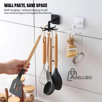 Picture of Multi-Functional 360 Degrees Rotating Wall-Mounted Hook Thick ABS Material Holder Kitchen Storage Hook Organizer-Multicolor