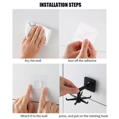 Picture of Multi-Functional 360 Degrees Rotating Wall-Mounted Hook Thick ABS Material Holder Kitchen Storage Hook Organizer-Multicolor