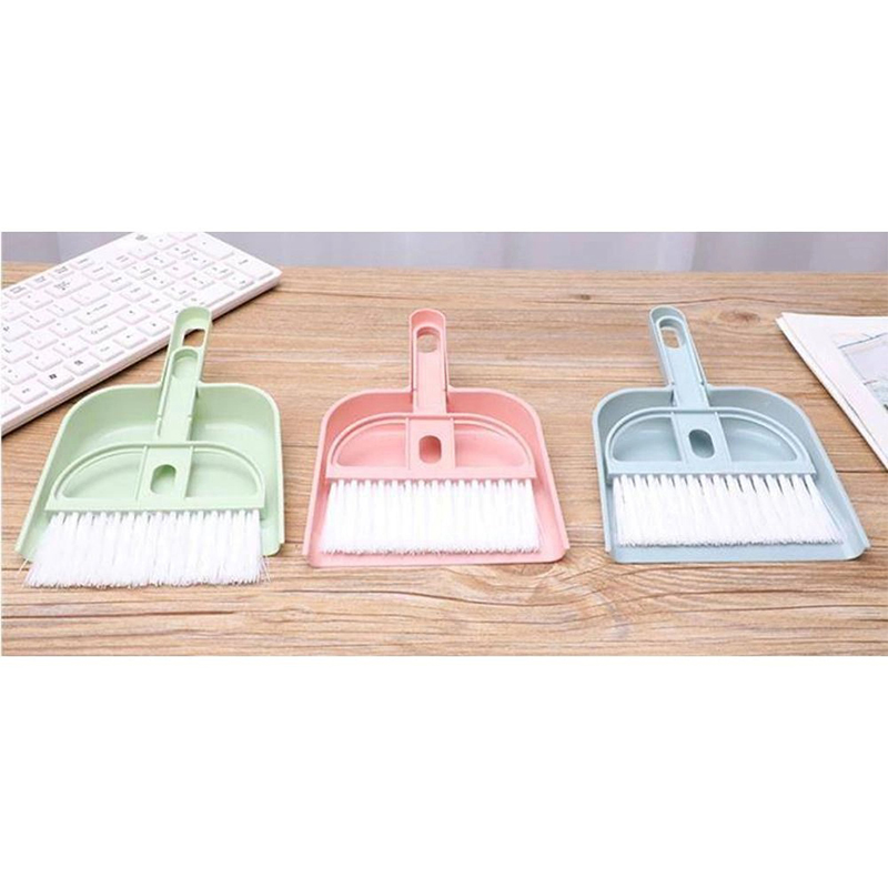 Picture of 2ctn Mini Desktop Plastic Sweep Cleaning Brush Keyboard Brush Small Broom Dustpan Set-Multicolor