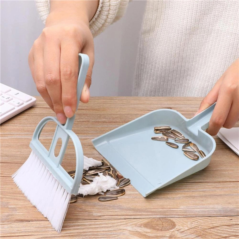 Picture of 2ctn Mini Desktop Plastic Sweep Cleaning Brush Keyboard Brush Small Broom Dustpan Set-Multicolor