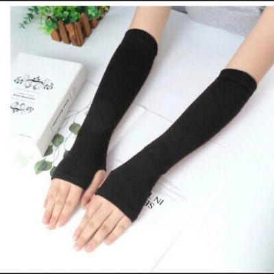 Picture of Fingerless Gloves for, women, Sun protective Fingerless Hand Socks .-Black