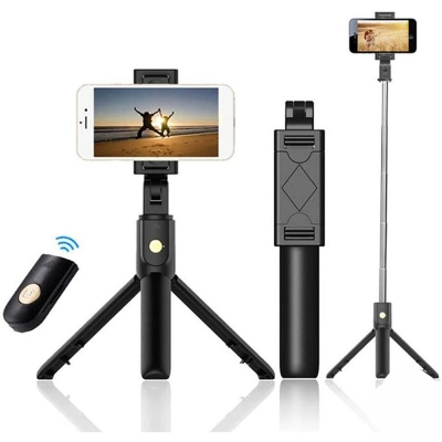 Picture of K07 Flexible Selfie Stick Tripod Stand Bluetooth Remote Control For Phone Camera-Black