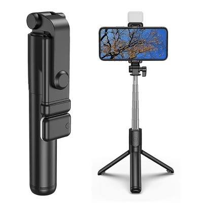 Picture of Selfie Stick Foldable Mini Tripod with Fill Light Bluetooth Remote Shutter Retractable Rod for Phone 100cm-Black
