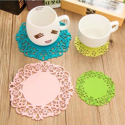 Picture of 6Pcs Silicone Dining Table Coffee Cups Drinks Kitchen Accessories Mug Placemats Coaster Mats-Multicolor