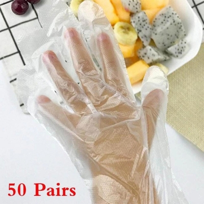 Picture of Clear Gloves 100 Pieces Large Polyethylene Gloves 1 Packet-Multicolor