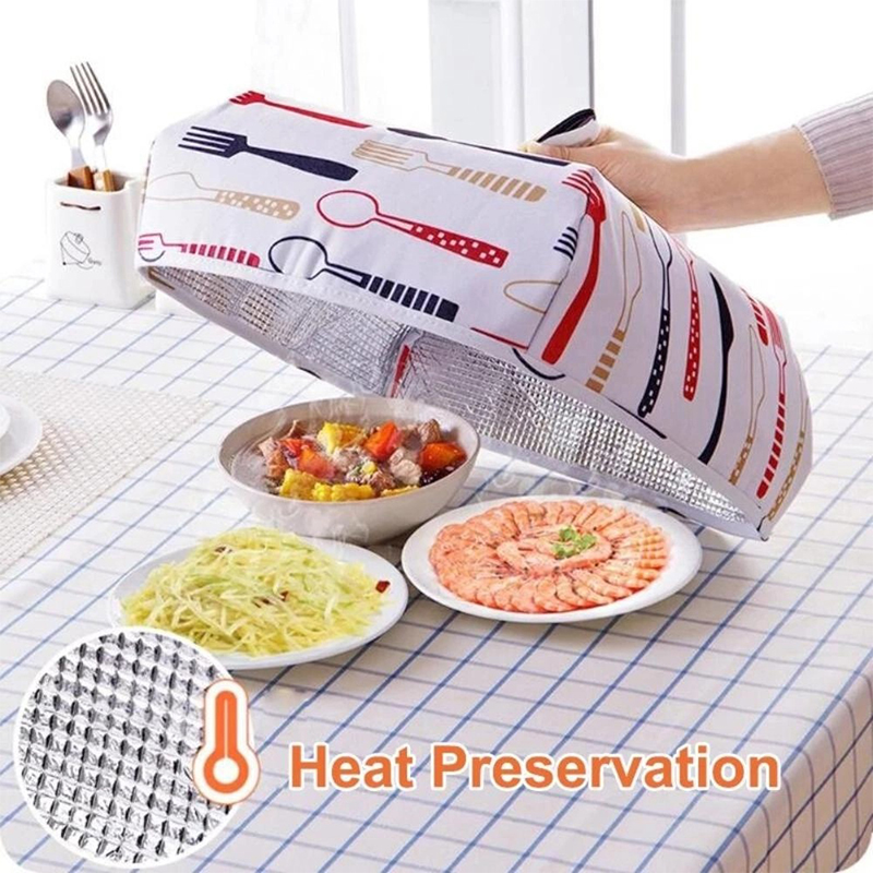 Picture of Houseeker Foldable Food Covers Thermal Dishes Insulation Keeping Warml Food Dust Cover Anti Fly Mosquito Aluminum Foil Food Cover-Multicolor