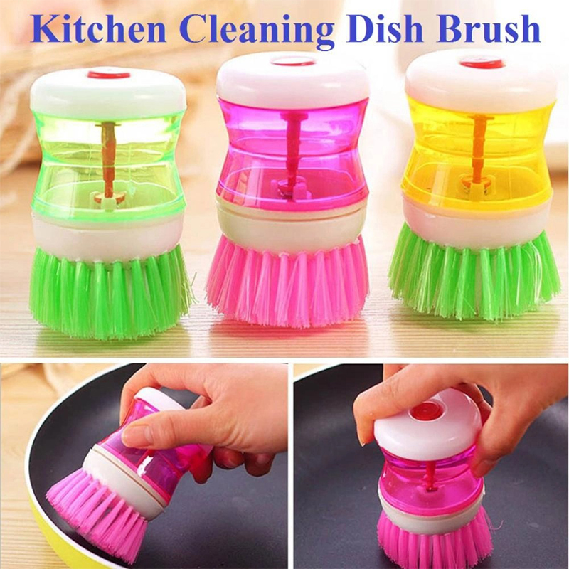 Picture of Dishwashing Brush Durable Dish Scrubber with Handle for Home Restaurant Kitchen ( 1 Pcs Random Color- Make Easy to Your Work-Multicolor