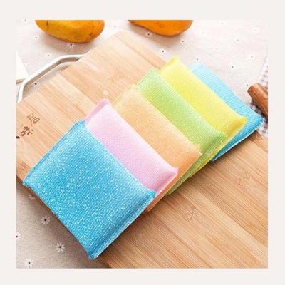 Picture of 4Pcs Household Cleaning Sponge Dishwashing Tools Kitchen Cleaning Cloth Scrubbing Pot Sponge-Multicolor