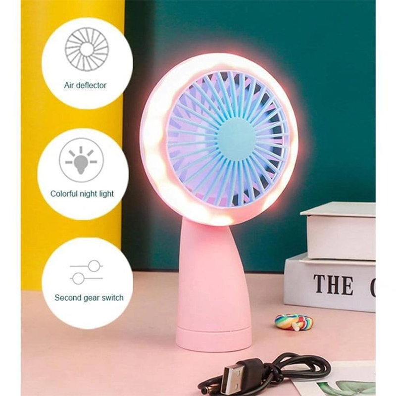 Picture of Rechargeable mini Led hand fan for girls make up ang baby suitable for loadsheding-Multicolor