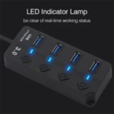 Picture of 4 Ports Usb 3.0 Hub Led Usb Hub With Switch Super Speed 5Gbps - Usb Hub-Black