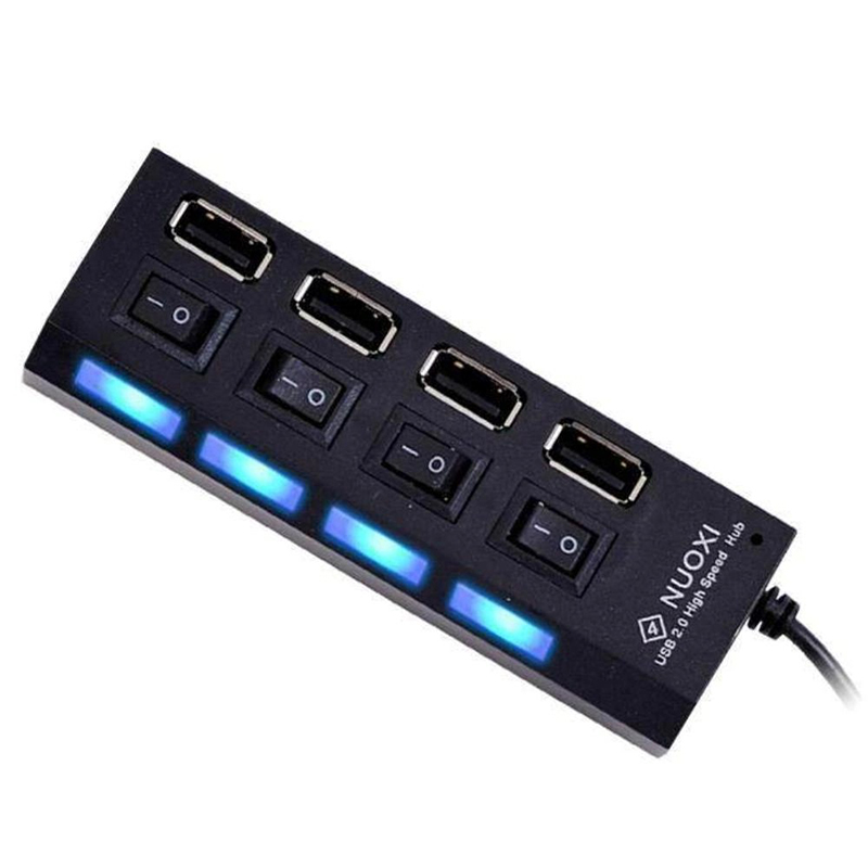 Picture of 4 Ports USB 2.0 Hub LED USB Hub With Switch - Black-Multicolor
