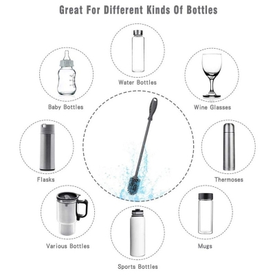 Picture of Silicone Bottle Cleaning Brush Bottle Cleaner for Washing Baby Bottles Handle Brush-Multicolor