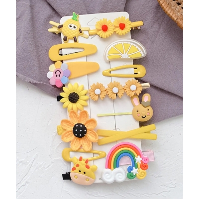 Picture of 14 Pcs/Set Children Girls Hairpins Set Cute Fruit Rainbow Flower Kids Headwear Baby Girl Hair Accessories for Toddler Girl Hair Clip
