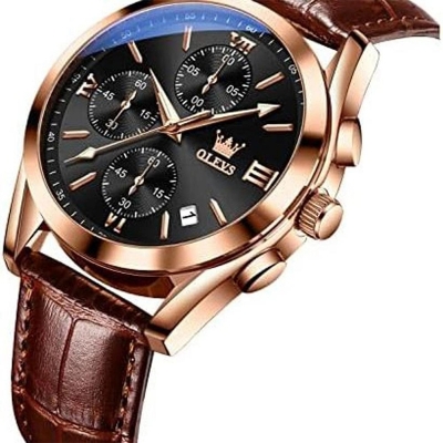 Picture of OLEVS Leather Waterproof Quartz Fashion Watch for Men 4.2/5-Size-One Size, Multicolor
