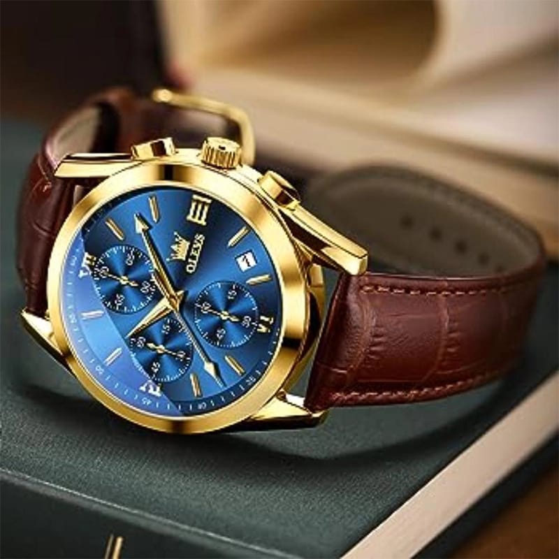 Picture of OLEVS Leather Waterproof Quartz Fashion Watch for Men 4.2/5-Size-One Size, Multicolor