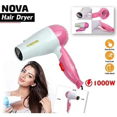 Picture of Nova New NV 1290 Folding Hair Dryer Pink and White