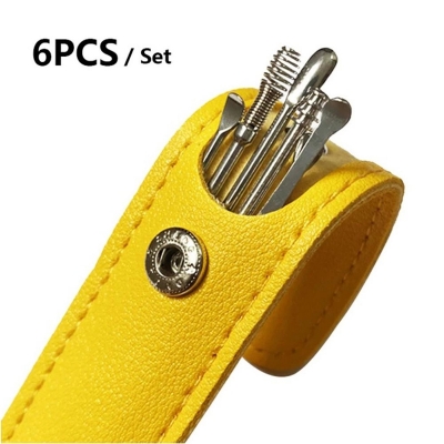 Picture of 06-Piece Stainless Steel Ear Cleaner Set with Leather Case-Multicolor