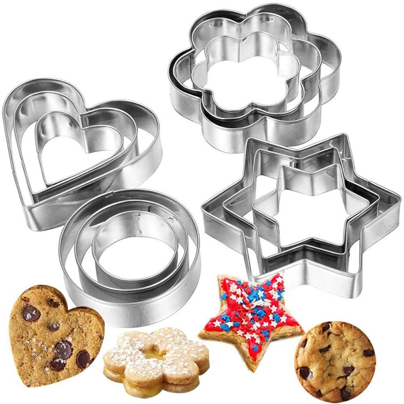 Picture of Cookie Cutter-12 Pieces-Silver - Bake Perfect Cookies With This Set Of 12 Silver Cookie Cutters - Get Creative In The Kitchen-Multicolor