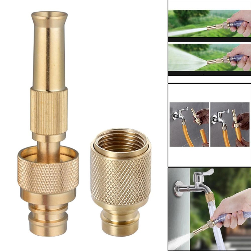 Picture of High Pressure Water Gun Household Pure Copper Direct Spray Gun Flower Watering Tool Adjustable Pressure Washer-Gold
