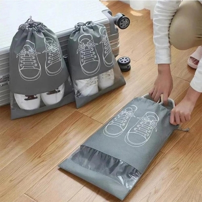 Picture of 1 pcs Shoes Storage Bags Closet Organizer Non-woven Travel Portable Bag Waterproof Pocket Clothing Classified Hanging Bag-Multicolor