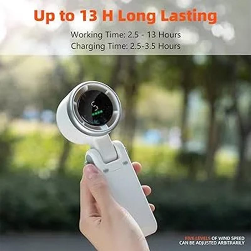 Picture of Turbo Fan Handheld Rechargeable Fan Portable Mini Hand Fan USB Rechargeable Foldable Hanging Neck Fan 3600mAh USB Mini Portable Small Turbo Fan- BRIGHT