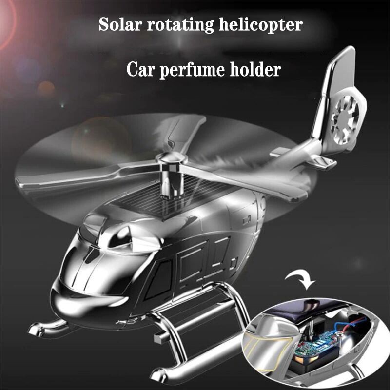 Picture of Solar plane creative technology helicopter car fragrance perfume bottle car toy ornaments Solar rotation