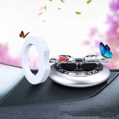 Picture of Hot Car Perfume Ornaments Creative Solar Rotation Leaf Car Aromatherapy Air Fresher Alloy Fragance Diffuser Car Decoration