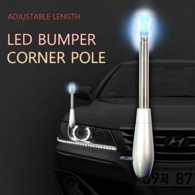 Picture of Vehicle Elasticity Bumper Corner Pole Safety Pole with LED Light for Universal Car Blue colour