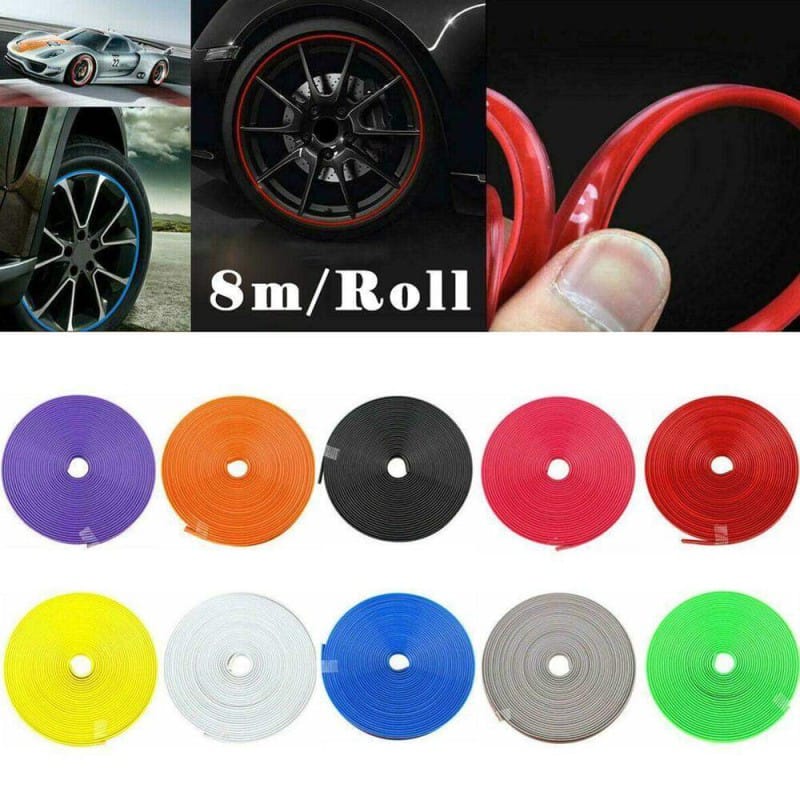 Picture of 8M/ Roll Rimblades Car Vehicle Color Wheel Rims Protectors Decor Strip Tire Guard Line Rubber Moulding Trim