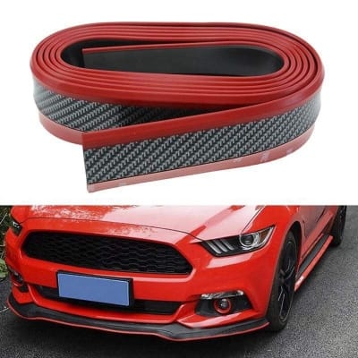 Picture of SPEEDWOW 2.5m/8.2ft Universal Car Front Bumper Lip Splitter Carbon Fiber Car Rubber Bumper Spoiler Protector Car Bumper Strip universal car use.
