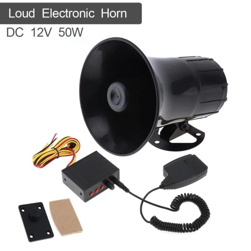 Picture of 50W 12V 3 Sound Car Electronic Warning Siren Motorcycle Alarm Horn Firemen Ambulance Loudspeaker support MIC