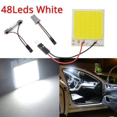 Picture of T10 Adapter Festoon Base COB LED Panel Bulb 24 SMD Car Dome Light Auto Interior Map Roof Reading Lamp Super White DC 12V