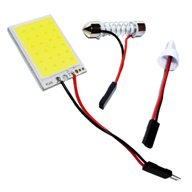 Picture of T10 Adapter Festoon Base COB LED Panel Bulb 24 SMD Car Dome Light Auto Interior Map Roof Reading Lamp Super White DC 12V
