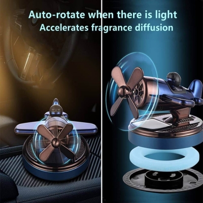 Picture of Fashion Aircraft Styling Car Air Freshener Solar Rotating Custom Car Air Freshener