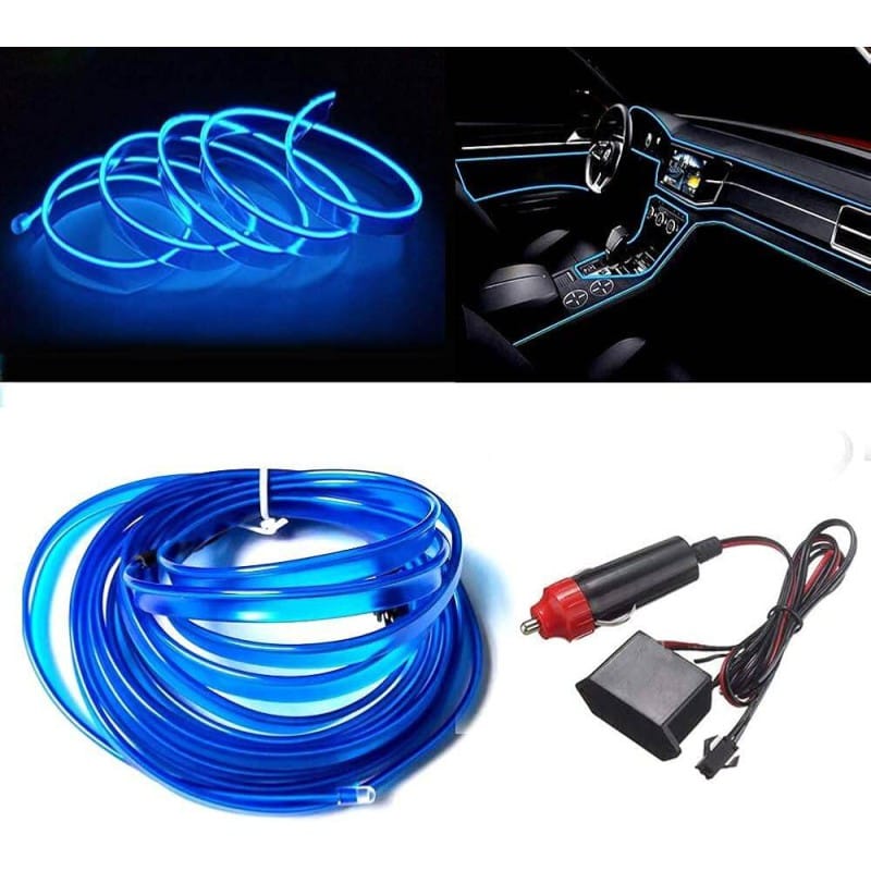 Picture of Car Interior Dashboard Blue EL Wire Light Ambient Neon Light (Length: 3.05 Meter with Adaptor)