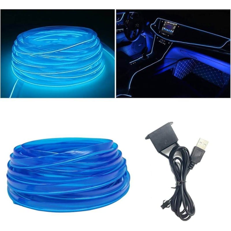 Picture of Car Interior Dashboard Blue EL Wire Light Ambient Neon Light (Length: 3.05 Meter with Adaptor)