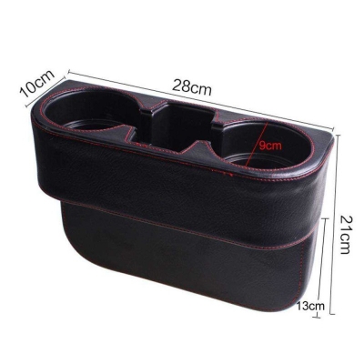 Picture of Side Pocket Console Side Pocket Leather Cover Car Cup Holder Auto Front Seat Organizer Cell Mobile Phone Holder (Black)