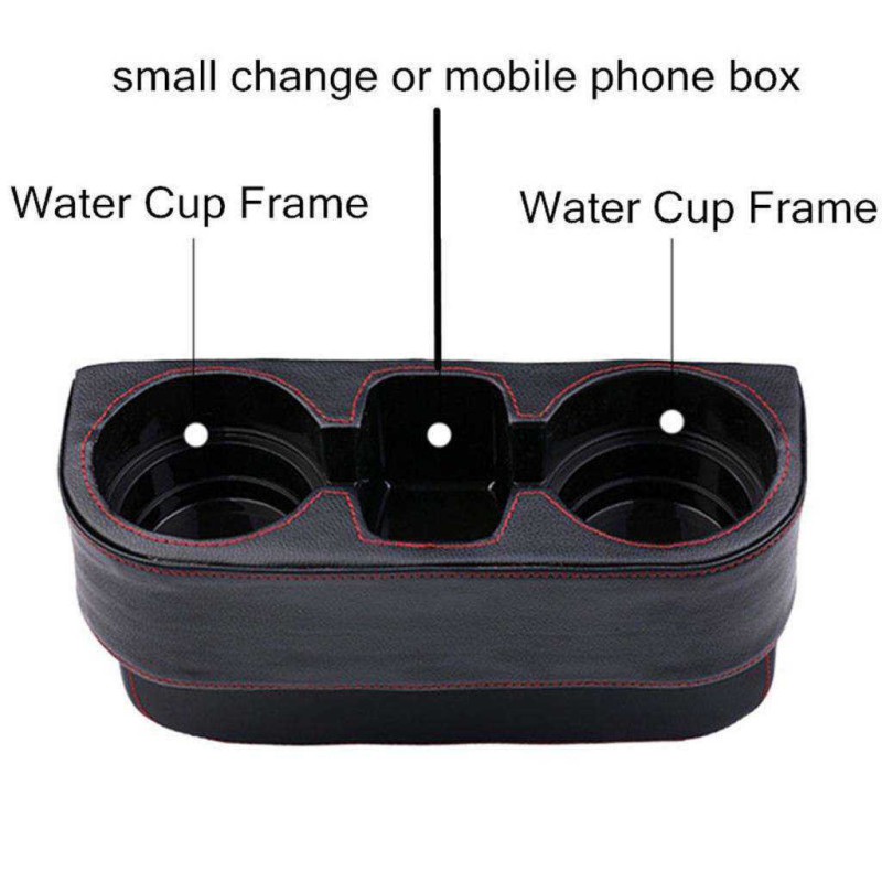 Picture of Side Pocket Console Side Pocket Leather Cover Car Cup Holder Auto Front Seat Organizer Cell Mobile Phone Holder (Black)