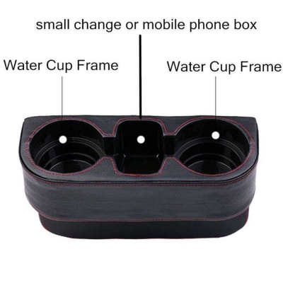 Picture of Side Pocket Console Side Pocket Leather Cover Car Cup Holder Auto Front Seat Organizer Cell Mobile Phone Holder (Black)