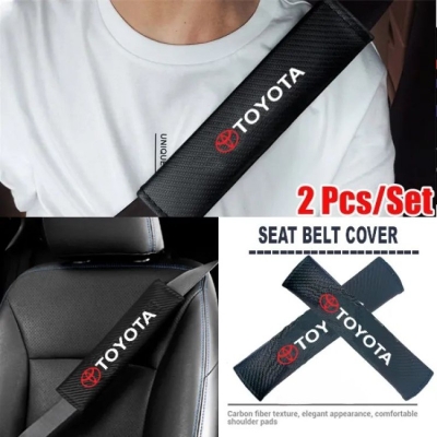 Picture of 2Pcs Car Safety Seat Belt Shoulder Pad Cover Cushion Harness Comfortable Driving - Black