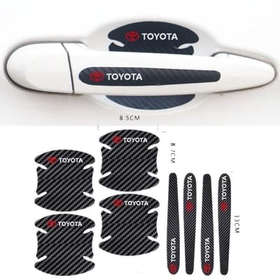 Picture of 8PCS Car-styling Stiker Toyota Carbon Fiber handle cover Reflective sticker - Black