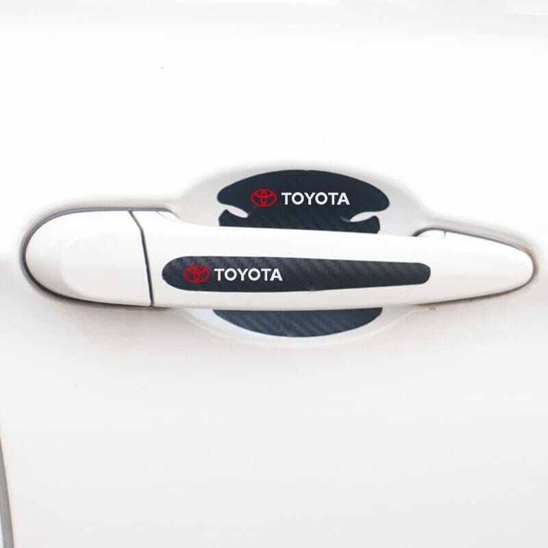 Picture of 8PCS Car-styling Stiker Toyota Carbon Fiber handle cover Reflective sticker - Black
