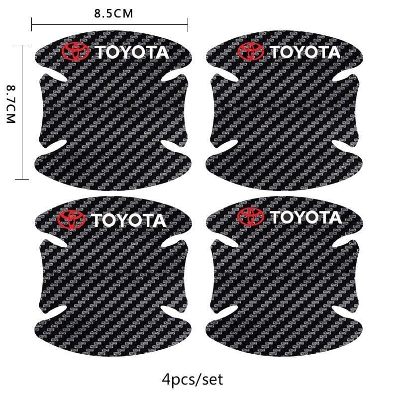 Picture of 8PCS Car-styling Stiker Toyota Carbon Fiber handle cover Reflective sticker - Black