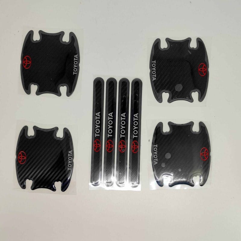 Picture of 8PCS Car-styling Stiker Toyota Carbon Fiber handle cover Reflective sticker - Black