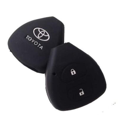 Picture of Toyota Silicone Protecting Remote Key Case Cover 2 Buttons For Holder for Corolla Hilux Vitz RAV4 Aqua Axio Prius - Black